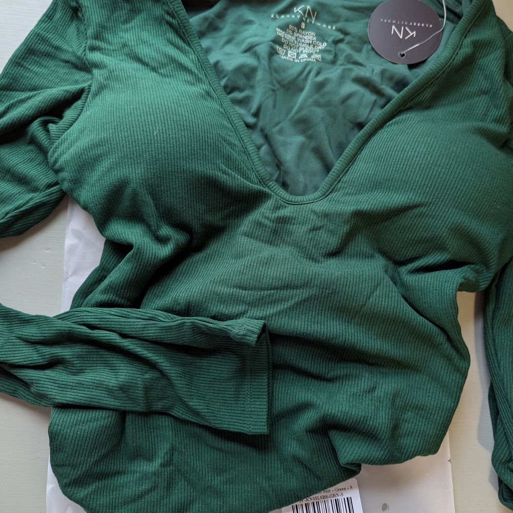 NWT Klassy Network Green V-Neck Bodysuit